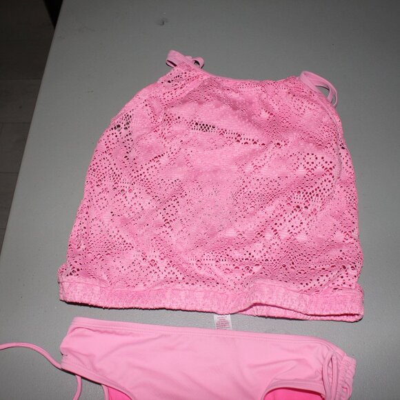 Pink 2Pcs Justice Tankini Swimsuit Size 14 - Picture 2 of 10